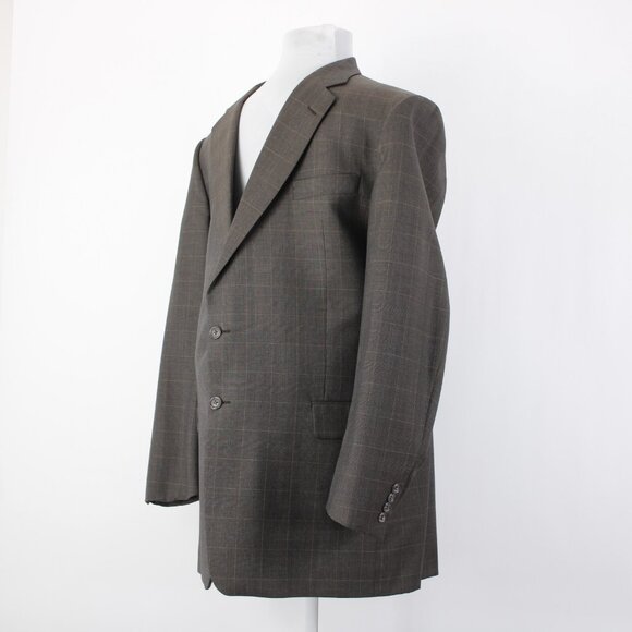 Gieves Hawkes Sz 46 XLG Brown Tan Two Button Lined 100% Wool Blazer - Picture 3 of 14
